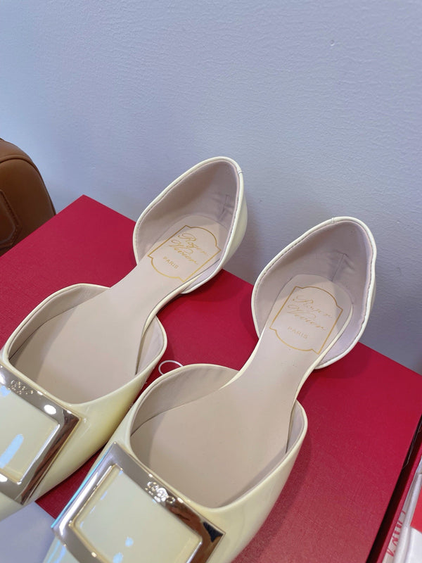 Viv Chips Ballerina Flat Milky Yellow Patent Leather 329269