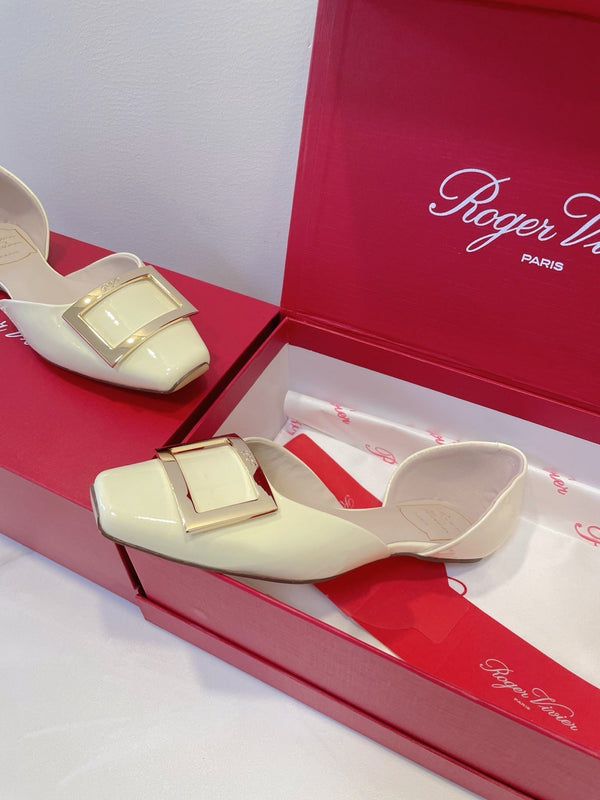 Viv Chips Ballerina Flat Milky Yellow Patent Leather 329269