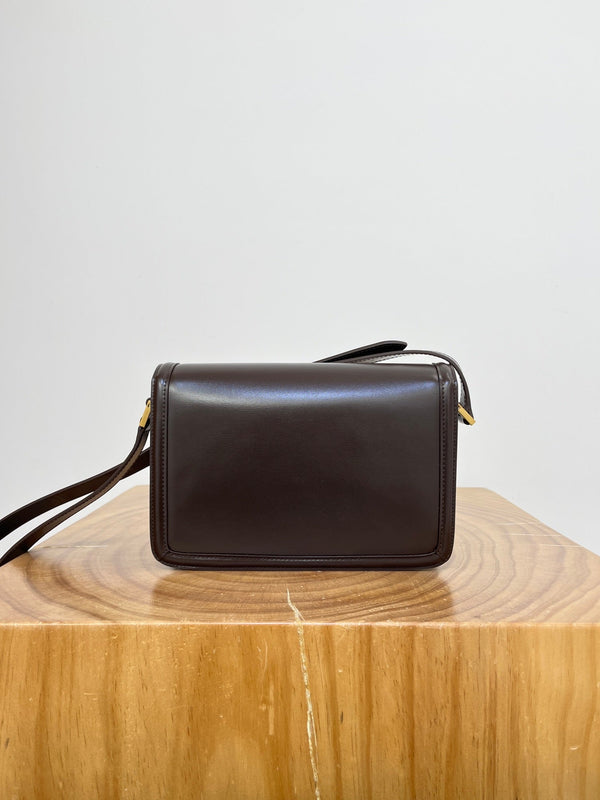 YSL Solferino Small Satchel Bag Brown Gold Calfskin 325451