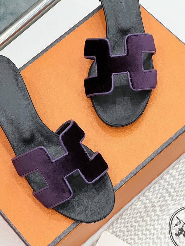 0ran 45 sandal purple velvet goatskin