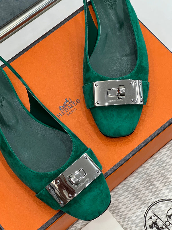 INNOCENTE SLINGBACK CASTLETON VERDE SCAMOSCIATO
