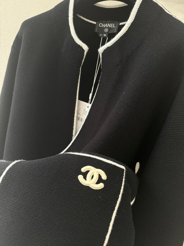 CC 26s Neck Cardigan Black Cotton