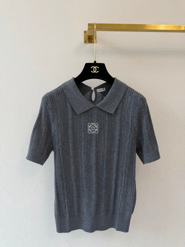 Loe Collared Short-Sleeved Shirt Wool 394837