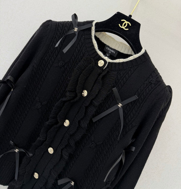 CC 26s Bow Cable Knit Cardigan Wool 451029