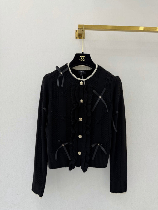 CC 26s Bow Cable Knit Cardigan Wool 451029
