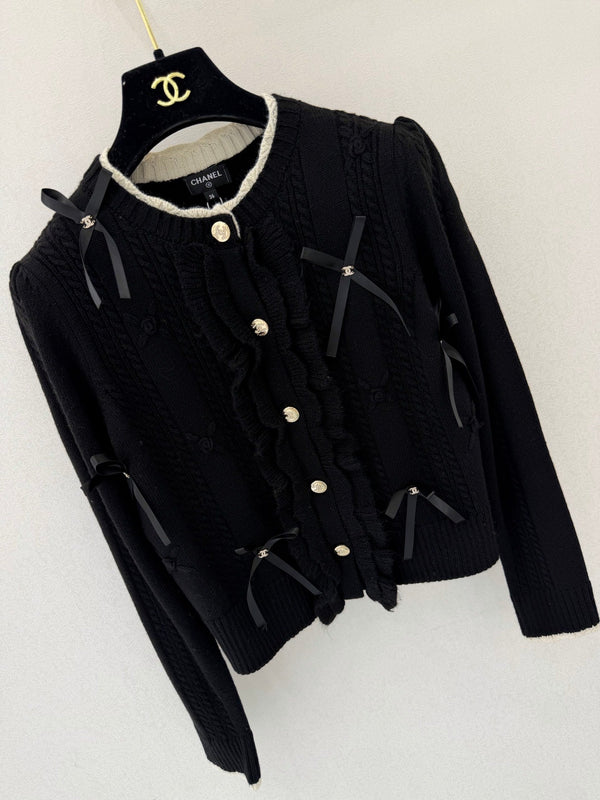 CC 26s Bow Cable Knit Cardigan Wool 451029