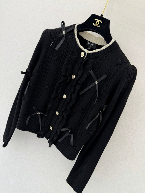 CC 26s Bow Cable Knit Cardigan Wool 451029