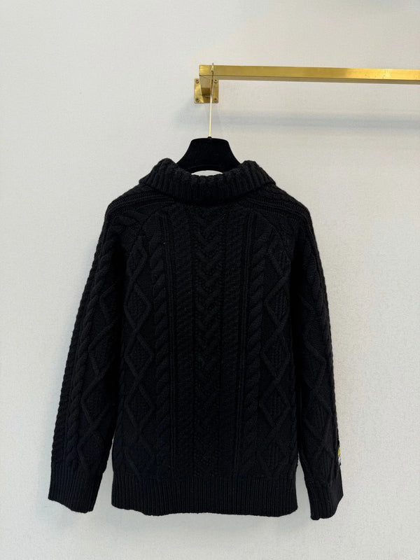CC 26s Collared Cable Knit Zip Cardigan Wool 450978