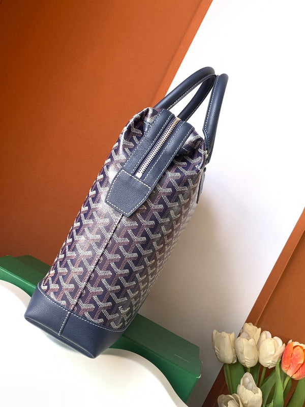 PORTA DOCUMENTI CISALPIN 39 IN TELA GOYARDINE BLU NAVY E PELLE DI VITELLO