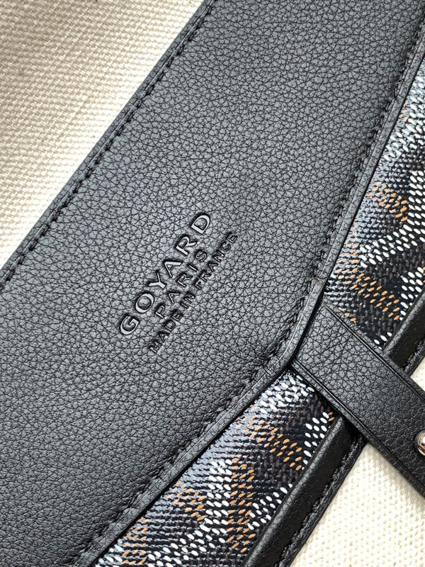 CISALPIN DOCUMENT CASE 39 IN BLACK GOYARDINE CANVAS AND CALFSKIN