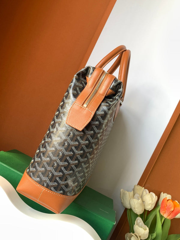 PORTA DOCUMENTI CISALPIN 39 IN TELA GOYARDINE NERA E PELLE DI VITELLO TAN