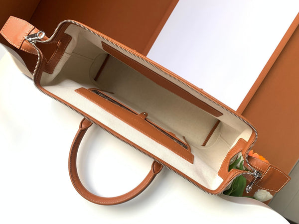 PORTA DOCUMENTI CISALPIN 39 IN TELA GOYARDINE NERA E PELLE DI VITELLO TAN