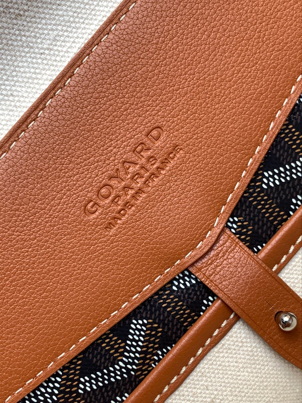 PORTA DOCUMENTI CISALPIN 39 IN TELA GOYARDINE NERA E PELLE DI VITELLO TAN