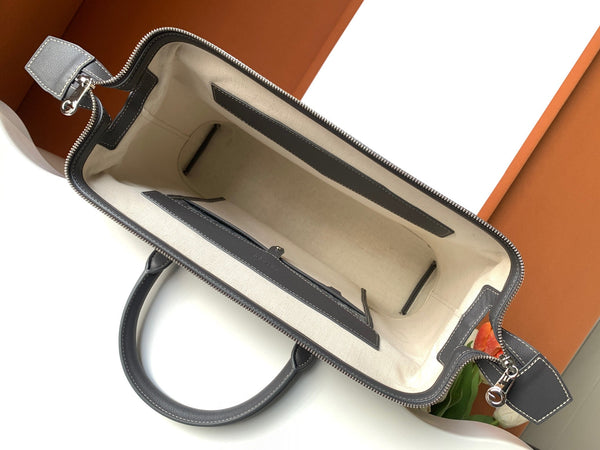 PORTA DOCUMENTI CISALPIN 39 IN TELA GOYARDINE GRIGIA E PELLE DI VITELLO