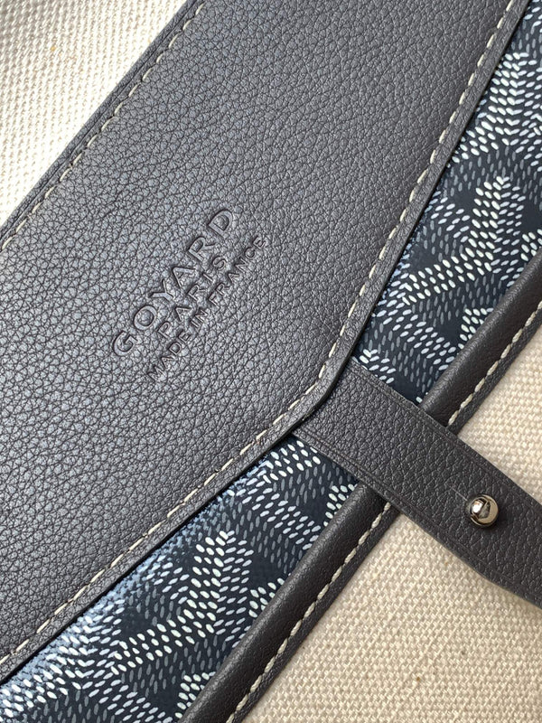 PORTA DOCUMENTI CISALPIN 39 IN TELA GOYARDINE GRIGIA E PELLE DI VITELLO