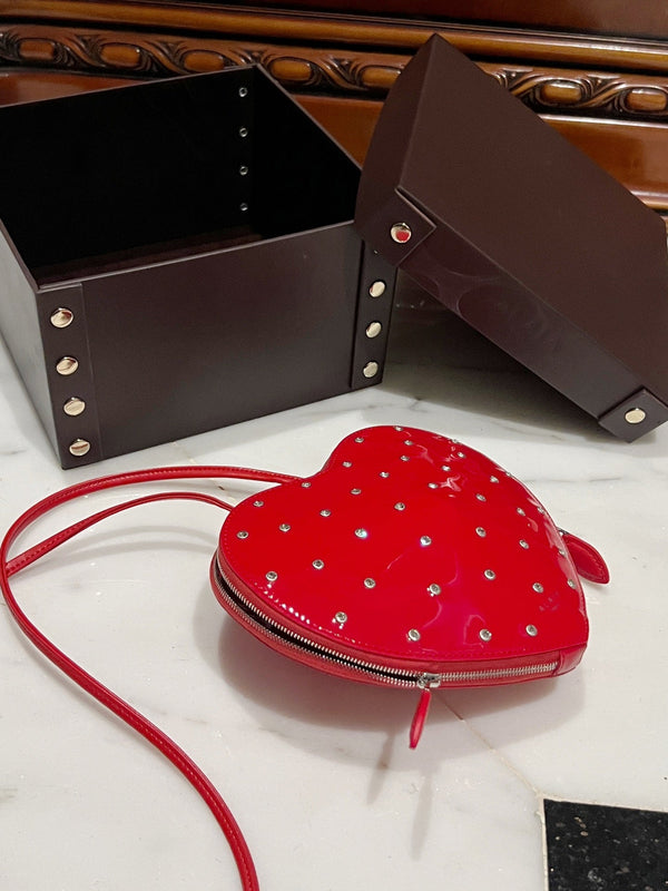 LE COEUR BAG 21 IN CANDY RED PATENT CALFSKIN ATTACHED STRASS