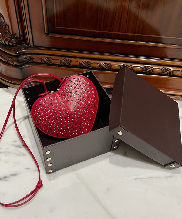 LE COEUR BAG 21 IN RED STUDDED CALFSKIN