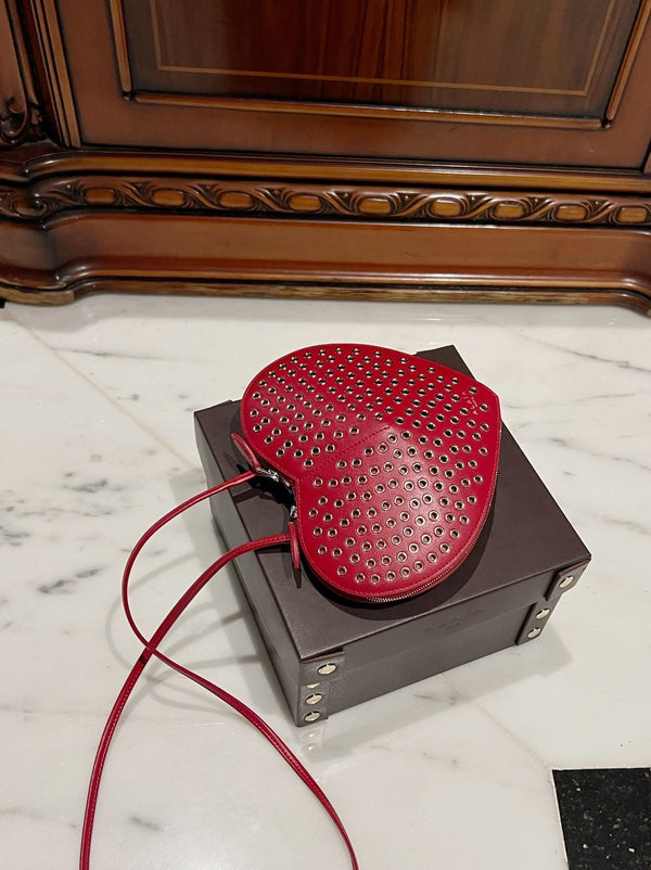 LE COEUR BAG 21 IN RED STUDDED CALFSKIN