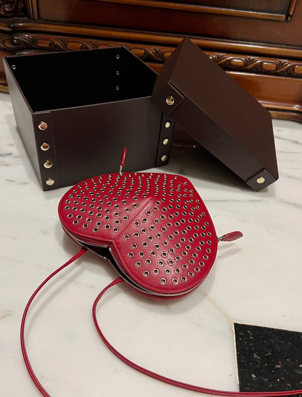 LE COEUR BAG 21 IN RED STUDDED CALFSKIN