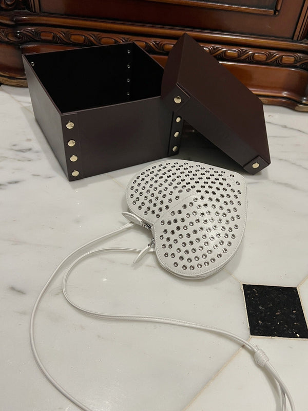 LE COEUR BAG 21 IN WHITE STUDDED CALFSKIN