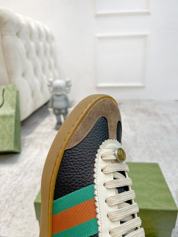 GG Men's Web Sneaker Black Cowhide Suede 853917