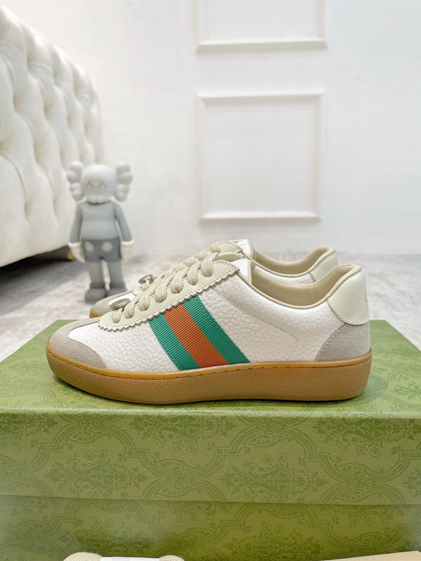 GG Men's Web Sneaker White Cowhide Suede