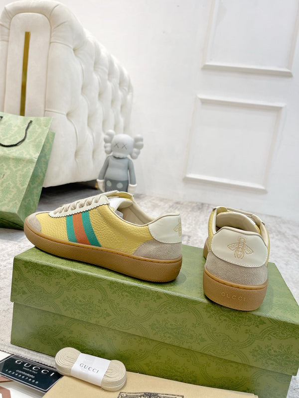 GG Men's Web Sneaker Yellow Cowhide Suede 853919