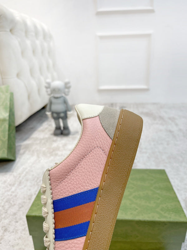 GG Men's Web Sneaker Pink Cowhide Suede 853920