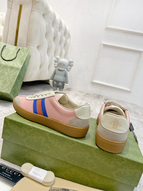 GG Men's Web Sneaker Pink Cowhide Suede 853920