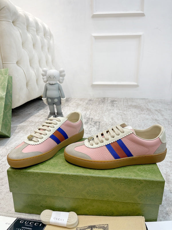 GG Men's Web Sneaker Pink Cowhide Suede 853920