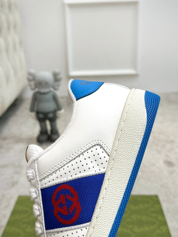 GG Men's Screener Sneaker White Blue Sheepskin 574737