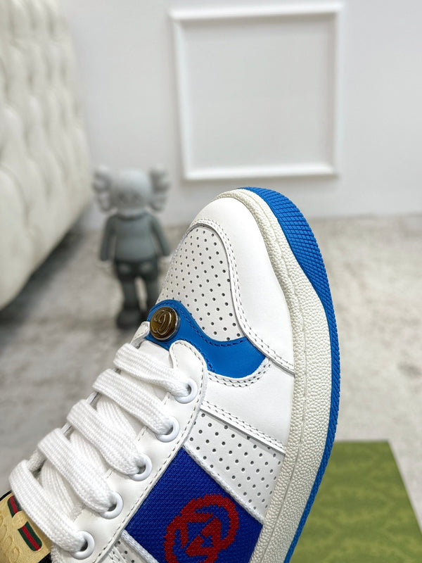 GG Men's Screener Sneaker White Blue Sheepskin 574737