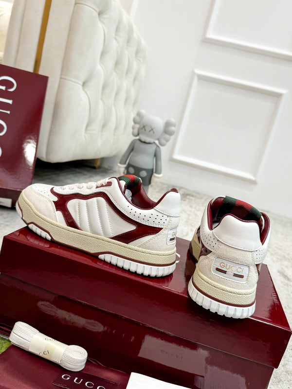 GG Men's Re-Web Sneaker White Red Calfskin 534248