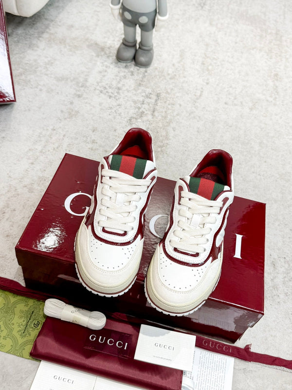 GG Men's Re-Web Sneaker White Red Calfskin 534248
