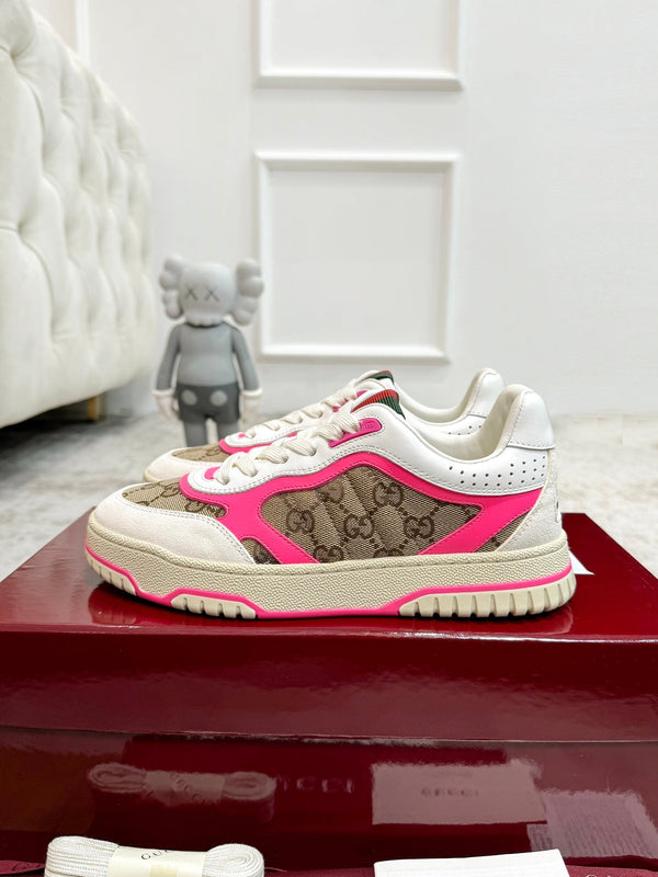 GG Men's Re-Web Sneaker Brown Pink Canvas 534249