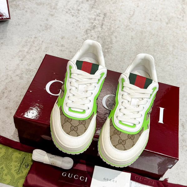 Sneaker GG Re-Web da uomo in tela marrone verde 534251