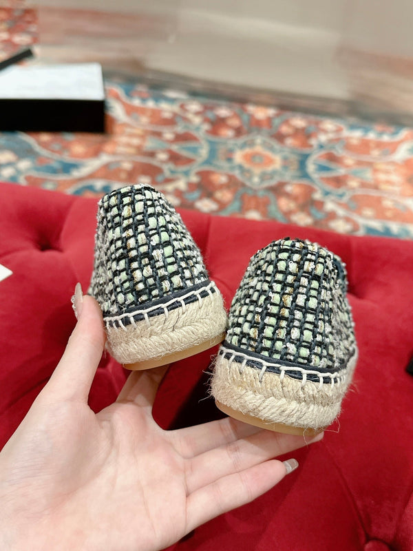espadrillas cc blu scuro in tessuto misto pelle di vitello