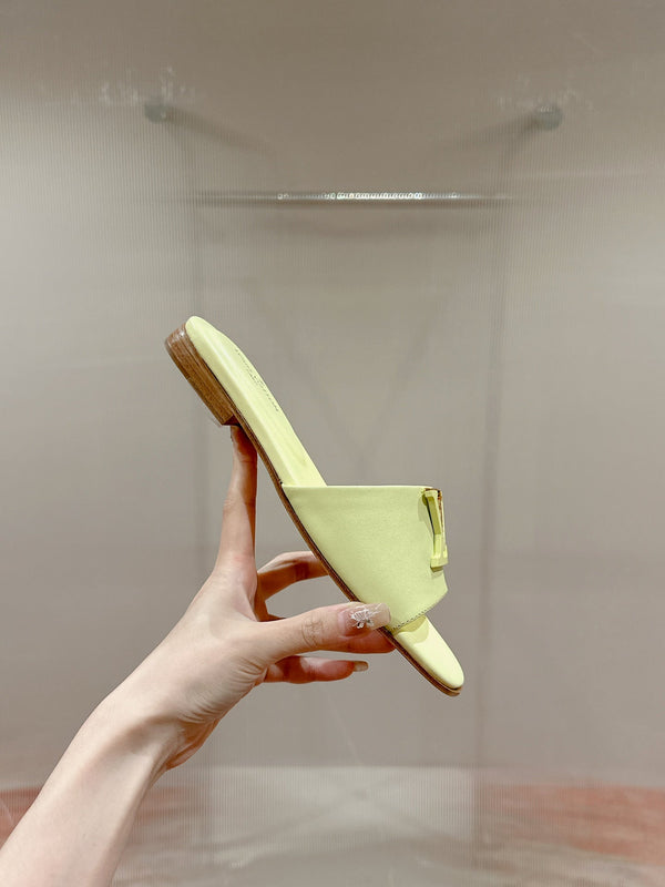 lv capri flat mule pastel yellow calfskin
