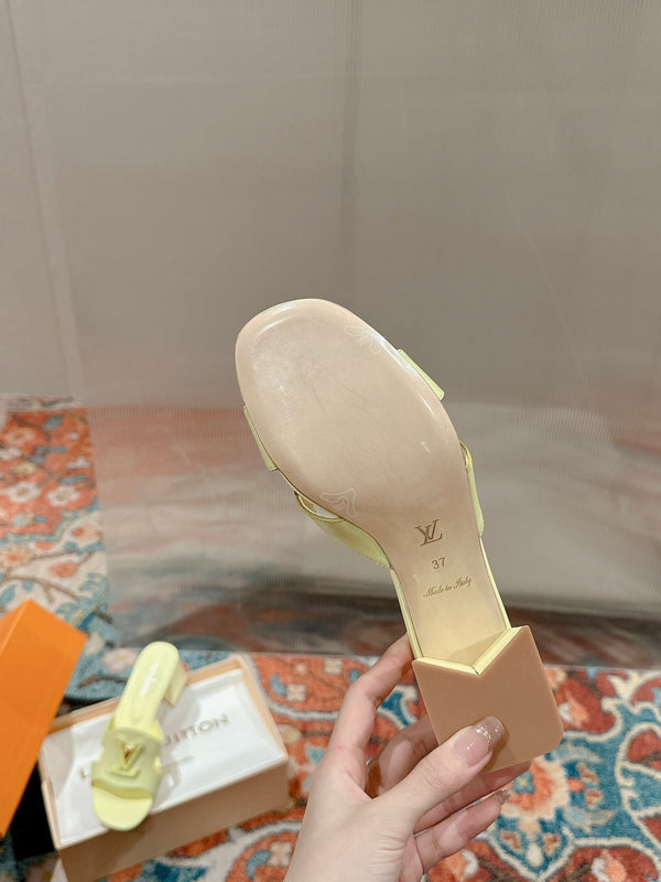 lv capri mule 45mm pastel yellow calfskin