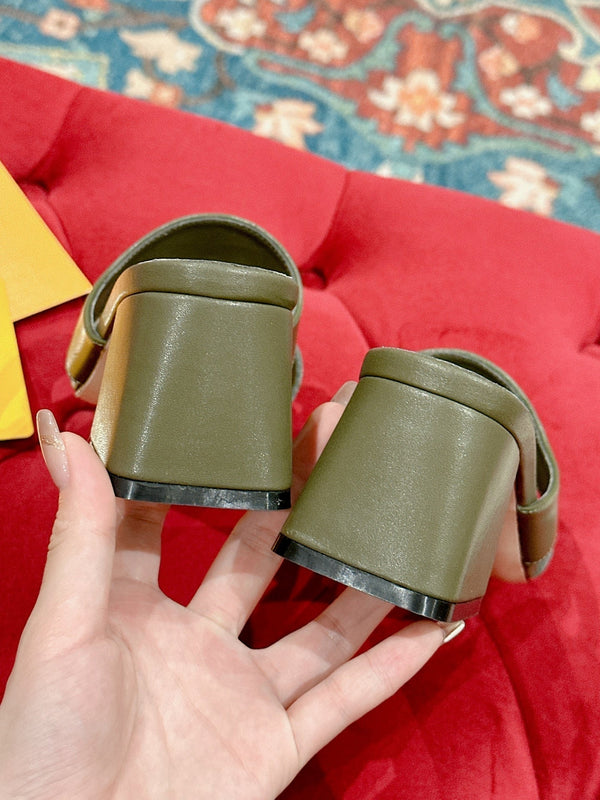 lv capri mule 45mm khaki green calfskin