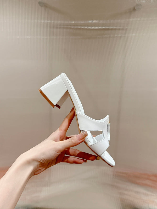lv capri mule 45mm white calfskin