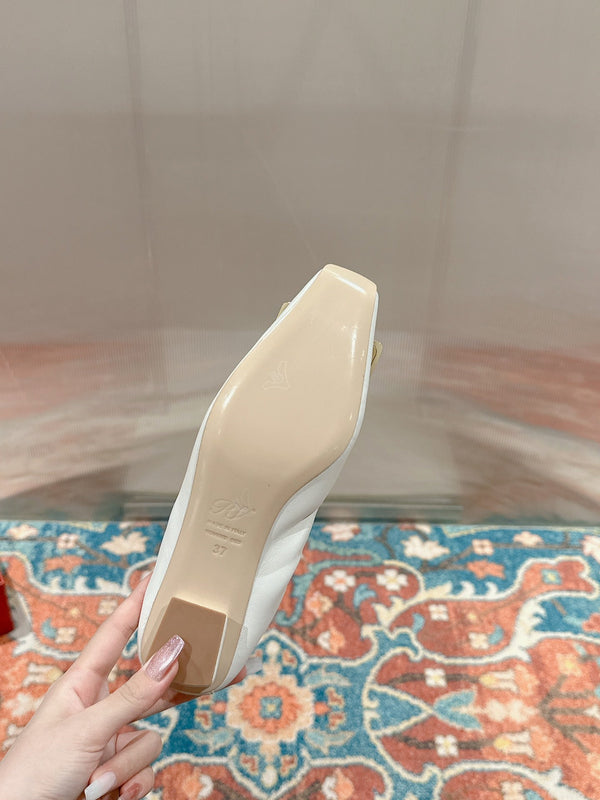 Viv Ballet Flats White Imported Lambskin 247130