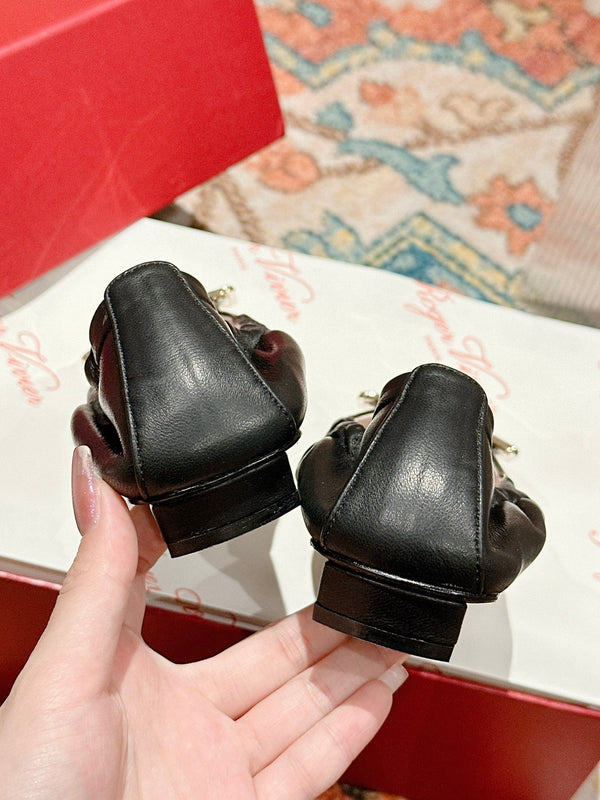 Viv Ballet Flats Black Imported Lambskin 247131