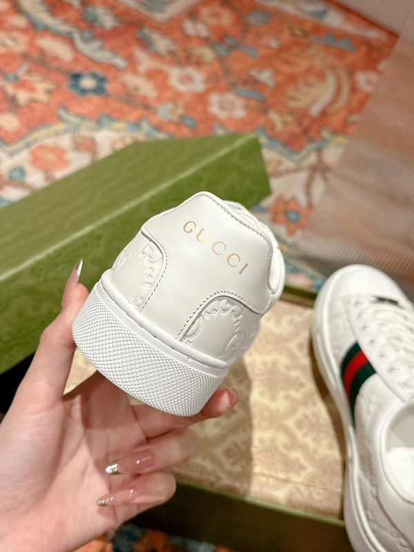 GG Ace Sneaker White Monogram Empreinte Calfskin