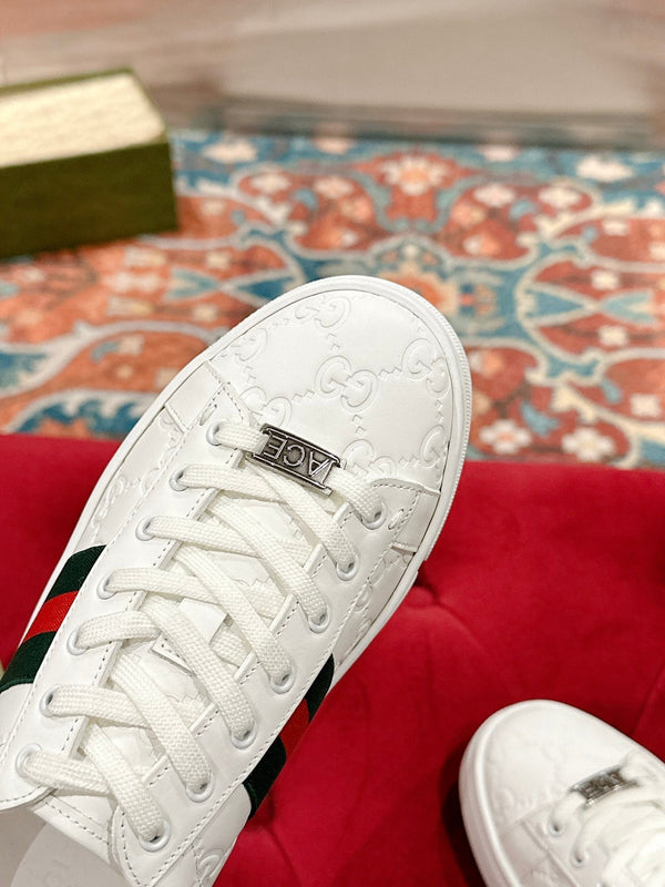 GG Ace Sneaker White Monogram Empreinte Calfskin