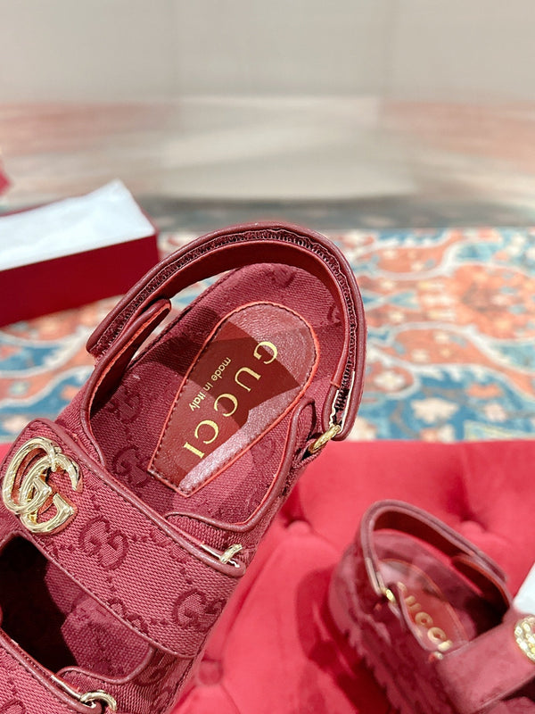 GG 26s Double G Sandals Red Canvas 929384