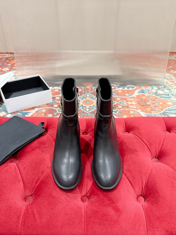 Botte à talon Triomphe Celine Garance 60 mm en veau noir