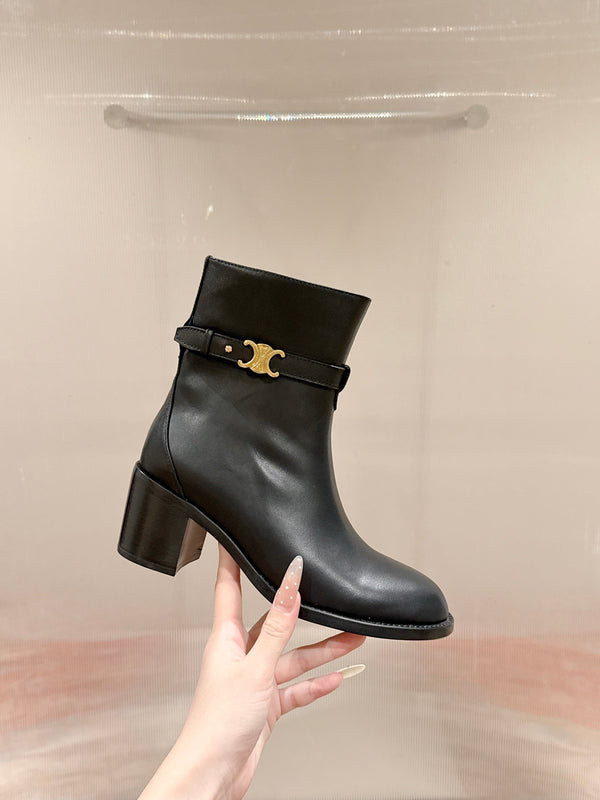 Botte à talon Triomphe Celine Garance 60 mm en veau noir