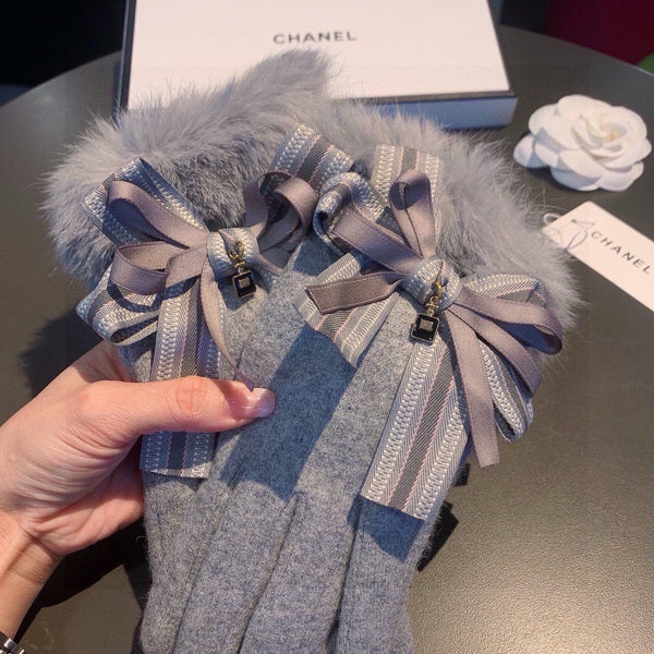 GLOVES IN DOLPHIN GRAY WOOL AND RABBIT FUR 441838