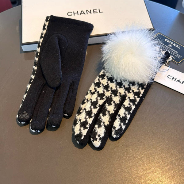 GLOVES IN BLACK MIX WHITE WOOL 462258